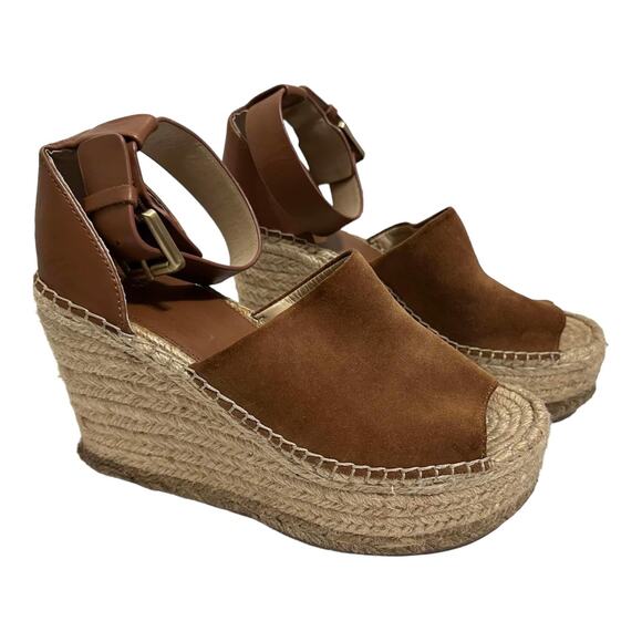 Marc Fisher LTD Womens Mladalyn Slingback Buckle Espadrille Heels Brown Size 7.5 - Picture 1 of 6